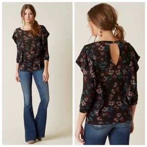Free People Dock Street Boho Cottagecore Floral Ruffle Long Sleeve Top